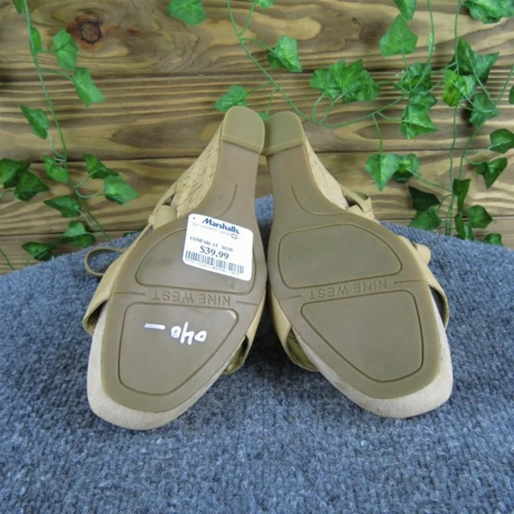 Nine West Women's 7Samata Ankle Strap Beige Leather Sz 8 Medium Gently Used 2025
